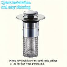 Stainless Steel Telescopic Sink Drain Plug, Bathroom Hair Catcher, Easy To Install And Clean, Double Layer Anti-Clogging Filter Mesh, With Detachable Protective Cover, 304 Stainless Steel Mesh + Plated Plastic - Quick Installation Separation Design - View 8