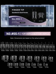 140 Sets Sandwich Style Nail Extension Dual Molds, With Inner Arc Short Square Crystal Rhinestone Nail Tips, Double Layer Nail Molds, Acrylic UV Gel Nail Art Tools - Multicolor - View 7
