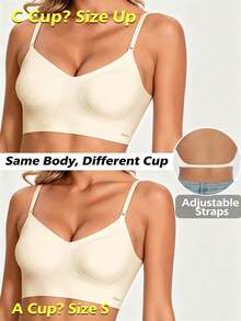 Lencería sexy sin costuras y sin espalda para mujer, lencería nupcial de verano con 3 tirantes ajustables, espalda baja, transpirable, cómoda, camisola para ocasiones formales - Albaricoque - View 9