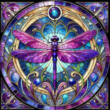1PC| 5D DIY Diamond Painting | Purple Dragonfly Pattern Diamond Painting Kit, Full Drill Mosaic Craft Set. High Definition Art Diamond Painting. Suitable For Adult Beginners DIY Mosaic Diamond Art, Focus And Relax Through DIY, Suitable For Living Room, Bedroom, Office Wall Decoration Hanging Painting, Surprise Holiday Home Decor Gift For Family And Friends, Unframed [30*30cm/11.8*11.8in][40*40cm/15.7*15.7in] - No Frame - View 1