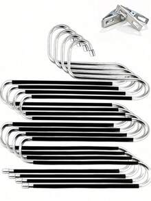 1/5pcs 5-Tier Multi-Function Anti-Slip S-Shaped Pants Hanger With PVC Anti-Slip - Black - View 11