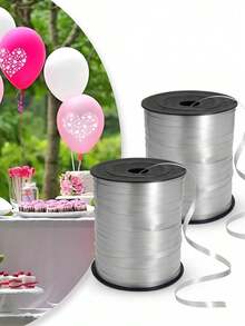 1 Roll Silver Curly Ribbon, Suitable For Gift Wrapping, Balloon String, Wedding, Birthday And Other Occasions - Shiny Metallic Ribbon, Suitable For Bouquet And Flower Wrapping Paper, Valentine's Day, Wedding, Birthday, Back To School Season And Other Occasions. - View 2