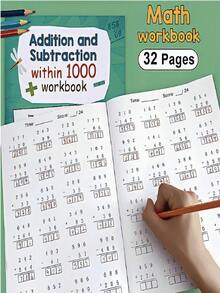 Cuaderno de aprendizaje de matemáticas de 32 páginas con sumas y restas hasta 1000, hojas de práctica de matemáticas, hojas de actividades de aprendizaje, educación temprana de matemáticas, apoyo de escritura para aprendizaje y educación escolar, regreso a la escuela - Dentro de 1000 - Ver 9