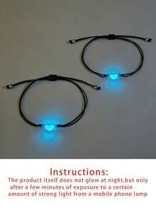 ATLVXJL 2pcs Couple Glow In The Dark Heart Decor Bracelet Valentines - Multicolor - View 7