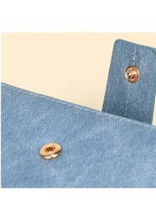 New PU Leather Bifold Short Wallet, Korean Style Solid Color Versatile Minimalist Snap Fold Lightweight Wallet Purse - Blue - View 8