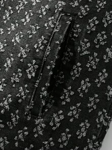 Men's Autumn American Casual Street Vintage Style Printed Denim Jacket, Suitable For Matching - Black - View 3