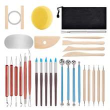 30-Piece Pottery Tools, One Storage Bag, 5 Embroidery Needles, 5 Silicone Pens, 4 Rolling Pins, A Sponge, A Cutting Line, A Steel Sheet, A Triangular Block, 6 Carving Tools, 1 Seven-Thread Needle, 4 Trimming Tools - Pottery Tools - View 6