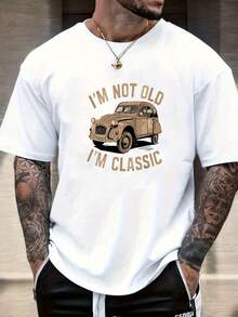 Men'S 'I'M Not Old, I'M Classic' Pattern Summer Casual Short Sleeve T-Shirt - 白色 - 查看 1