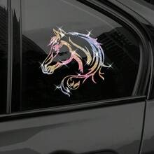 亮面馬頭汽車貼紙 - 必備風格，易於貼附於車身裝飾且不留殘膠，創意馬匹汽車貼紙，車門與車身裝飾貼紙，現代藝術汽車貼紙 - 馬頭 - 查看 5
