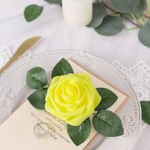 24/48pcs 7.6cm Yellow Artificial Rose Flower Heads, Foam PE Fake Rose Heads Without Stems, DIY Handmade Roses, Suitable For Flower Wall, Wedding Arch, Party Gift Box Decoration - Yellow - View 3
