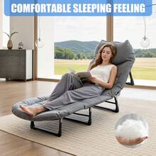 LEO IRIS Portable Folding Camping Bed, Folding Single Sofa Bed - Adjustable Sofa Bed, Suitable For Camping And Travel, Comes With Soft Cushions And Pillows, Perfect For Holiday Gifts, Perfect For Outdoor Camping. - 彩色 - 查看 12