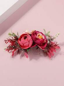 1pc Bohemian Style Thai Headpiece Songkran Festival Carnival Beach Holiday Side Hair Comb - Red - View 5