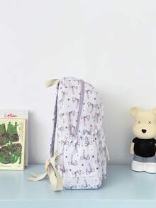1 pezzo Zaino con motivo a fiocco per il ritorno a scuola, grande capacità, borsa scolastica per studenti con scomparto per laptop, cinghie regolabili, zaino da viaggio casual e leggero, perfetto per ragazze/adolescenti/studenti/laureati, adatto per uso quotidiano, uscite, viaggi, scuola e stagione del ritorno a scuola. - Multicolore - Visualizzare 9