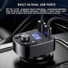 1pc Car Wireless 5.3 FM Transmitter, Hands-Free MP3 Player, Dual USB And PD Fast Charging Ports, Car Radio Adapter, Car Accessories - one-size - View 4