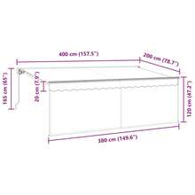 vidaXL Store banne rétractable anthracite, 400 x 200 cm. Pour plus de détails, veuillez consulter la suite. Ce produit convient aux balcons, jardins, abords de piscine et peut également servir d'élément décoratif pour votre maison. - Multicolore - Voir 7