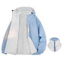 Reversible Hooded Fleece Jacket, Oversized Fit For Outdoor Sports, Hiking & Daily Casual Wear, Perfect Gift For Friends, Family And Loved Ones - Baby Blue - View 5