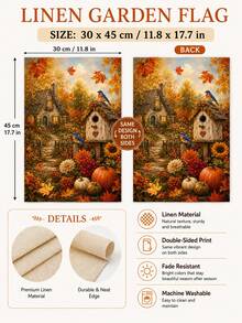 1pc Autumn Harvest Birdhouse Garden Flag, Romantic Country Farmhouse Style Polyester Outdoor Garden Flag, Suitable For Garden Yard, Autumn Decoration, Harvest Festival, Thanksgiving And Outdoor Patio Decor - A - View 11