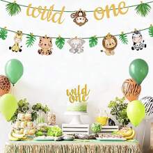 Wild Jungle Animal Theme Birthday Banner, 1st Birthday Party Decorations, Baby Shower Decorations - Multicolor - View 9