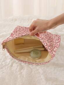 1 pieza Bolsa de almacenamiento de cosméticos portátil con estampado de animales, impresión de doble cara, bolsa de maquillaje con cremallera para viajes, organizador multifuncional de artículos de tocador - Multicolor - Ver 2