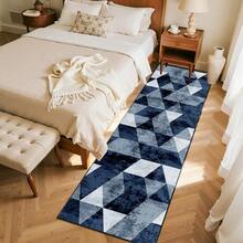 70*26inch Hallway Runner Rug Vintage Distressed Navy Blue Grey Triangle Geometric - Non Slip Washable Low Pile Farmhouse Carpet Runner - Rug For Entryway Kitchen Bedroom - A - View 2