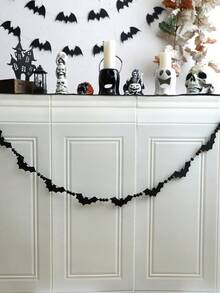 1 pezzo Ghirlanda di perline a forma di pipistrello nero per Ognissanti, banner da appendere al camino, decorazione con silhouette di pipistrello spettrale, ghirlanda di perline, stile gotico e rustico, per camino, mobile, finestra, interno, decorazione stagionale per le vacanze, ornamento da parete, per festa di Ognissanti, dolcetto o scherzetto, accessorio fotografico, decorazione per la casa, regalo - Multicolore 3 - Visualizzare 6