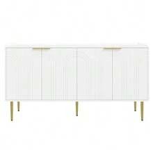 Modern And Simple Sideboard, Modern Sideboard Cabinet, Buffet Storage Set For Living Room, 140L X 38W X 75H (Cm) - 白色 - 查看 6