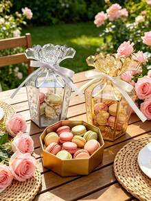 10/5/1pc Transparent Heat-Pressed Floral Pattern Vase Gift Box PVC Party Gift Box Chocolate Packaging Box Wedding Candy Box Birthday Party Gift Box Creative Handheld Gift Box - Multicolor - View 4