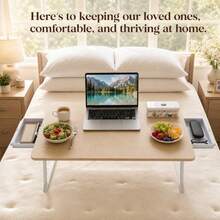 Foldable Bedside Table, Multi-Functional Simple Bedside Table For Wards, Writing And Reading Desk, Portable Bedside Worktable, Foldable And Sturdy Frame, Easy-To-Clean Wood Grain Panel. - View 6