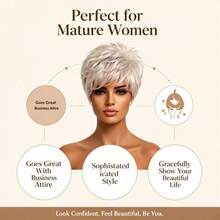 Pixie Cut Wig With Bang Wigs For Women And Lady, Straight Layered Hairstyle, Gray Short Human Hair Wigs Fashion-Forward, Elegant Wigs - Multicolor - View 2