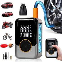 Portable Tire Inflator With Digital Pressure Gauge, LED Light And Multiple Nozzles, Suitable For Cars, Motorcycles, Bicycles And Other Inflatables, 1500mAh 7.4V - Black - View 12
