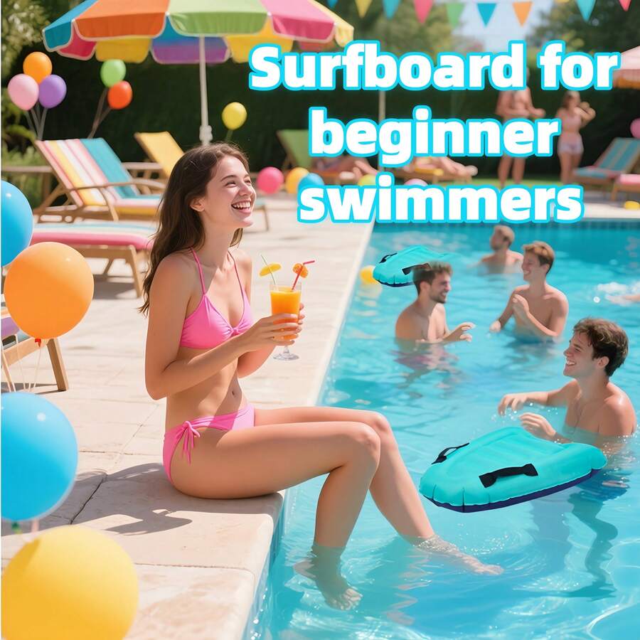 1pc Portable Inflatable Surfboard, Polyester Oxford Fabric + Membrane Water-Resistant Fabric + PVC Material, Suitable For Beach Vacation, Beginner Swimming Training And Water Sports, Foldable Storage, Family Size Backyard Inflatable Pool, Polyester Oxford Fabric + Membrane Water-Resistant Fabric + PVC Material, Suitable For Beach Vacation, Beginner Swimming Training And Water Sports, Foldable Storage