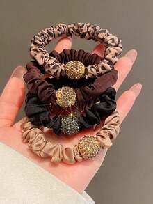 4/20 Pack 6cm Solid Color Polyester Scrunchies, Elegant Casual Hair Elastics For Women, Suitable For Students, Dorms, Office Workers, Bathroom - Multicolor - View 9