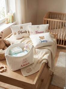1pc Embroidered Name Customized Cartoon Mom Travel Tote Bag, With Large Capacity Diaper Storage Bag And Multi-Functional Cosmetic Bag - Multicolor - View 4