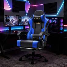 EXRACING Gaming Chair - Ergonomic Gaming Chair With Footrest, Headrest And Lumbar Support, Height Adjustable, Padded, 180 Kg - 藍色 - 查看 2