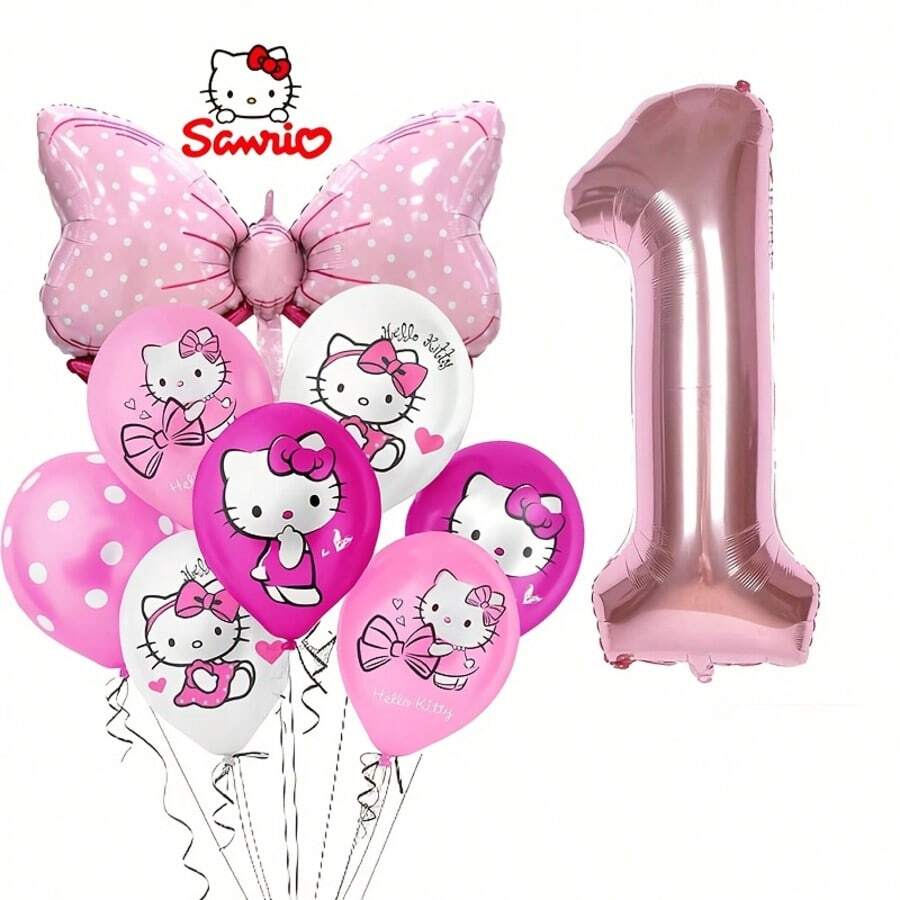 Cute Cartoon KT Cat Theme Birthday Party Balloon Decoration New Cartoon KT Cat Foil Balloon Set - As Shown In the Figure - View 1