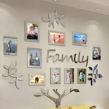 1 Set Family Tree Wall Decor, Acrylic DIY Mirror Sticker, Photo Frame Collage Home Decoration, 3D Self-Adhesive Photo Wall, Family Wall Sticker, Suitable For Living Room, Bedroom, Dining Room, Office, New Home Gift Set, Large 47X47 Inches - 120*120cm - View 4