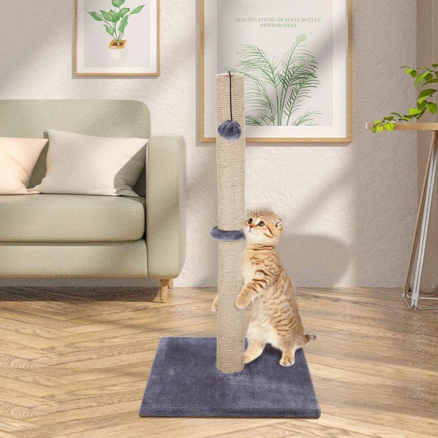 74 CM Cat Tree Scratching Post Bed Activity Centre Toys Sisal Play Scratcher - 1 Toy Ball Gray - View 1