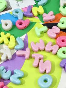 240G Approximately 80pcs Fun Colored 3D Letter Beads, Uniquely Designed Letter Acrylic Large Hole Acrylic Letter Beads, English Beads, Used For Necklace, Bracelet, And Mobile Phone Decoration Chain Loose Beads - Jewelry Making Beads, - Multicolor - View 7