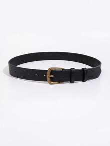 1pc Women's Vintage Maillard Style Belt With Square Buckle, Suitable For Daily Use During Autumn And Winter Summer, School Fall, Autumn, Halloween - Black - View 9
