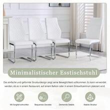 [Set Of 2] Dining Chair In White Diamond Pattern: High Backrest + Comfortable Seat Cushion, Silver-Colored Metal Frame, Non-Slip And Durable, Suitable For Restaurants Etc. - 白色+銀色 - 查看 6