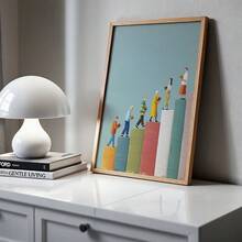 CPWAD 1pc 2D Flat Printed Canvas Decorative Painting, Colorful Stacked Books Staircase Reading Figure Flat Illustration Poster, Artistic Reading Minimalist Color Block Character Wall Art, Suitable For Study, Home Office, Bedroom, Unframed - 1pcs - View 7