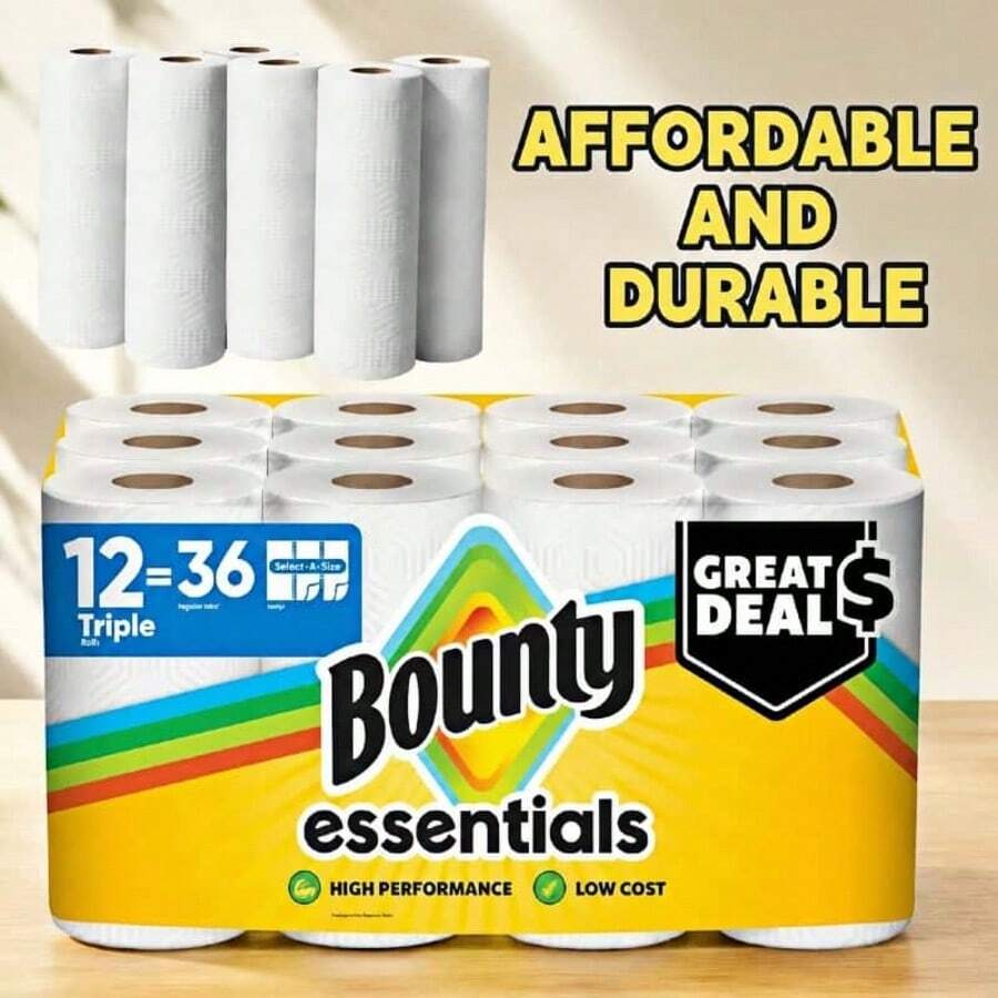 12Roll/2Roll Bounty Essentials Select-A-Size Paper Towels Top Choice Household Essentials For Shopping Festivals - 2Rolls - View 1