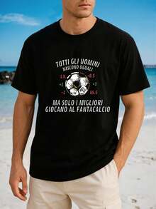 All Men Are Equal But The Best Play Fantastic Football - Men's Casual T-Shirt - Crew Neck - 100% Cotton - Comfortable Fabric - Everyday Essential - Ma - Black - View 1