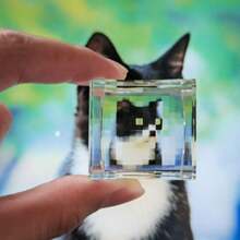 1pc/Creative Pixel Mosaic Filter Transparent Acrylic Cube Bag Charm Keychain, Highly Attractive Fun Lens With Braided Lanyard And Metal Carabiner, Pixel World Style Quirky Interactive Stress Relief Photography Prop, Versatile Personalized Unique Birthday Gift, Halloween Gift. - View 9