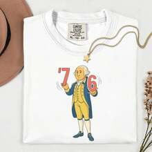 _George Washington 6-7 7-6 Tee Make History Graphic T-Shirt Historic Meme Tshirt - 白色 5 - 查看 1