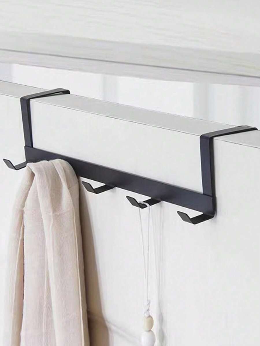 1pc No-Drill Door Hanging Coat Hook, Wall-Mounted Clothes Rack, Bathroom Towel Rack, Door Clothing Hanger, Entryway Key Hook. Perfect For Door, Kitchen And Bathroom Storage, Room Decoration, Home Decor, Kitchen Accessories, Bathroom Decor, Bedroom Decor, Bedroom And Entryway Multi-Functional Storage Rack - Multicolor - View 1