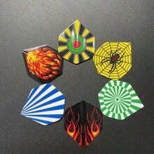 Easytoday 新款 60件/組 標準 6款飛鏢翼片,每款 10件,PET材質,多種花紋,飛鏢配件 - 彩色 - 查看 8