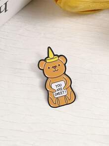 Honey Bear You Are Sweet Enamel Pin Cute Honey Bottle Love Quote Lapel Brooch Valentine Backpack Decor Gift - Mustard Yellow - View 8