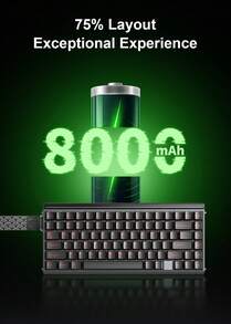 AULA HERO 75 HE 高性能電競磁軸鍵盤，藍牙/2.4G/無線，0.01mm RT 精度、8KHz 輪詢率與 160K 掃描率，RGB 背光與多功能旋鈕 - 查看 8
