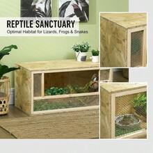 PawHut Terrarium Made Of OSB Wood For Reptiles And Amphibians With Sliding Glass Door - 80 X 40 X 40 Cm Natural Wood-XY19135 - D40-027V00ND - View 2